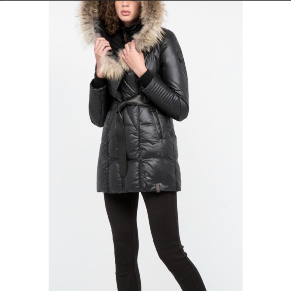 NEW Rudsak Down Puffer Parka coat with genuine raccoon fur trim